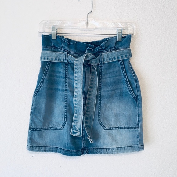 🦋FREE PEOPLE paper bag waistline soft denim skirt - Picture 1 of 6